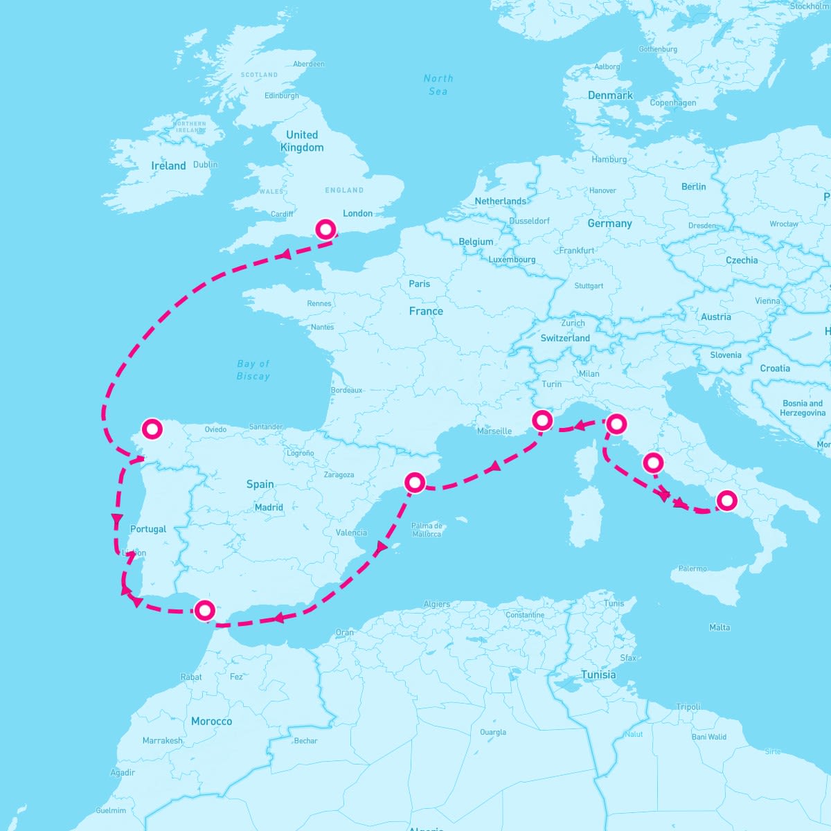 10 Night Europe: Spain France & Italy (Rome To Southampton)
