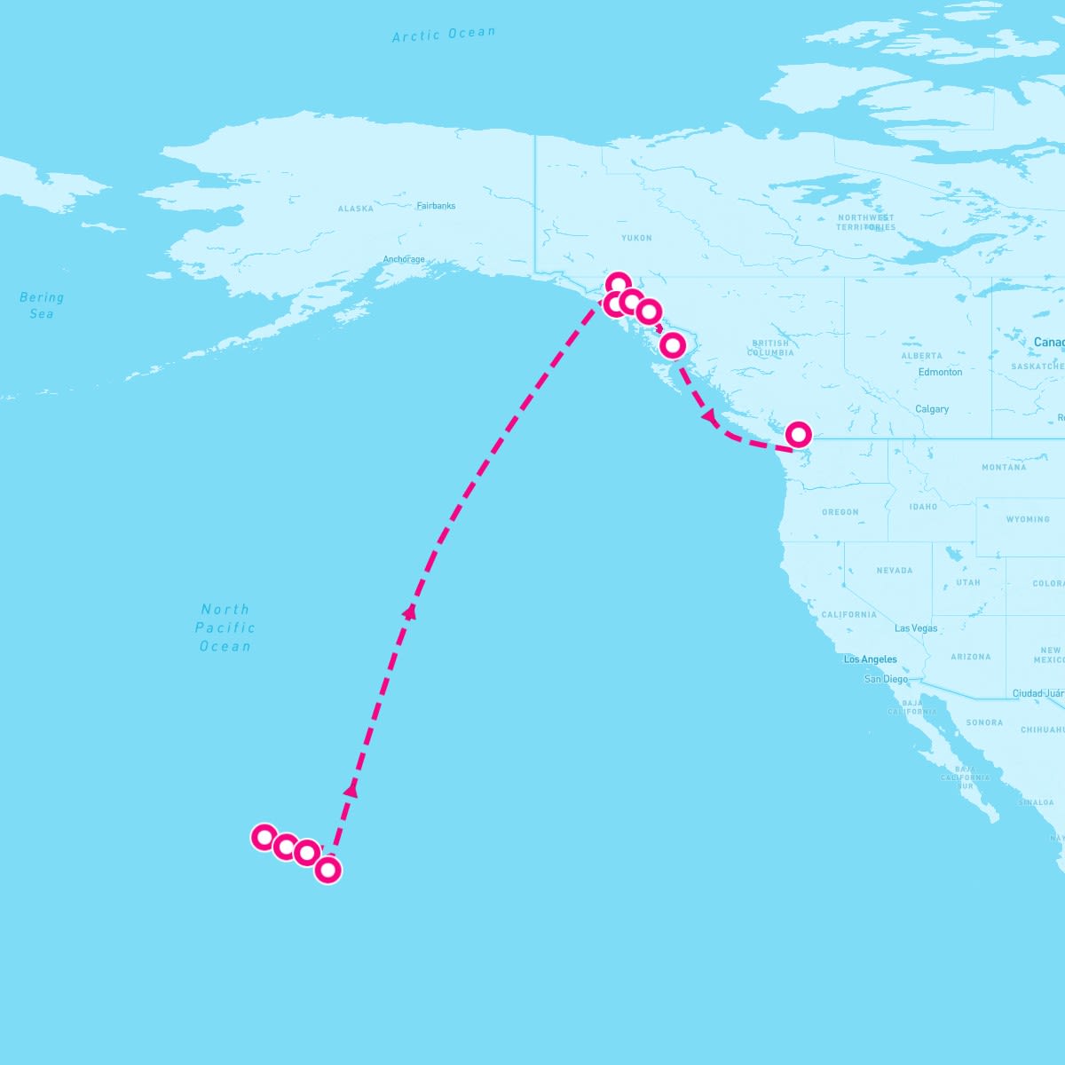 Norwegian Spirit itinerary map for April 22, 2024 (16 nights)