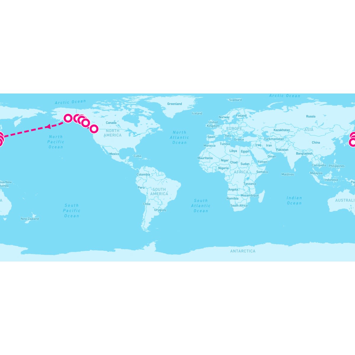 Norwegian Spirit itinerary map for May 8, 2024 (18 nights)
