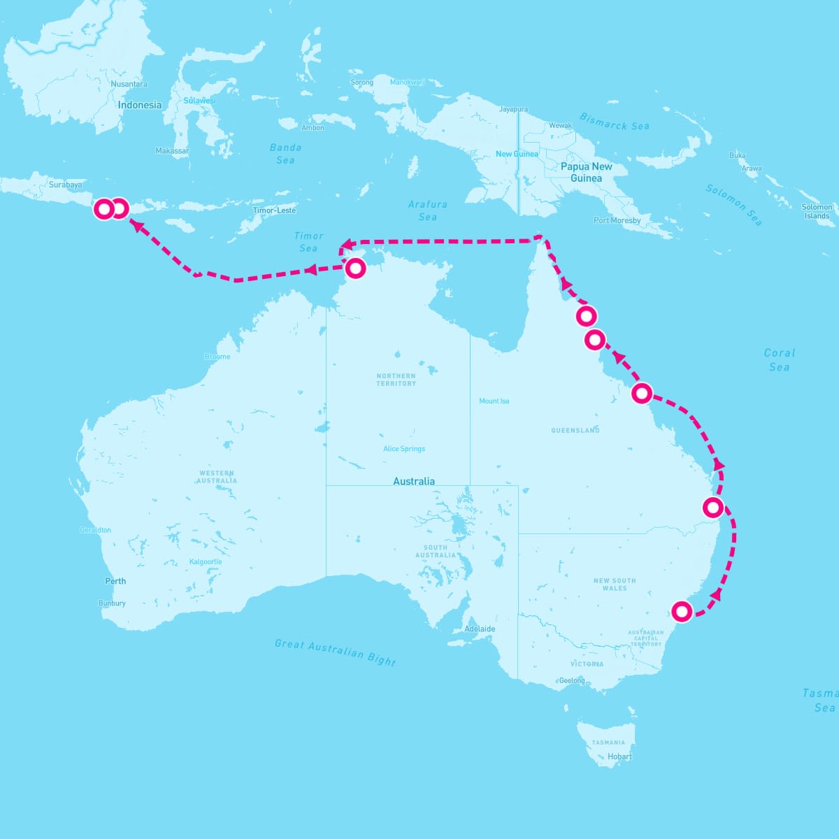 Norwegian Spirit itinerary map for December 7, 2024 (14 nights)