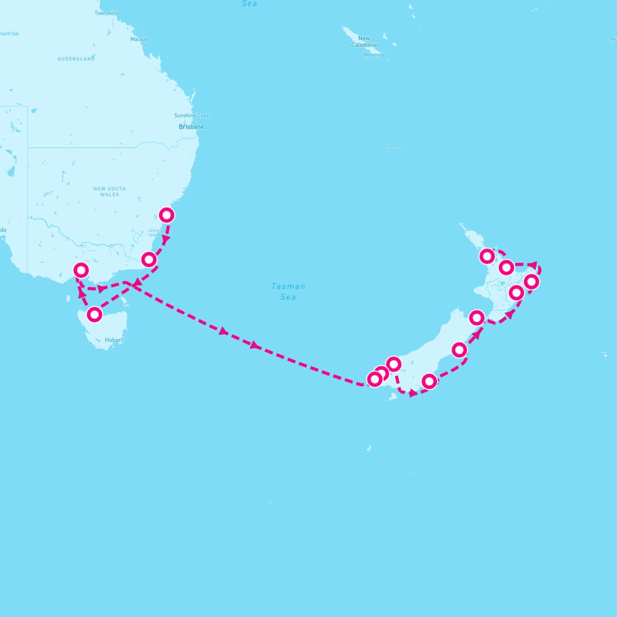 Norwegian Spirit itinerary map for December 21, 2025