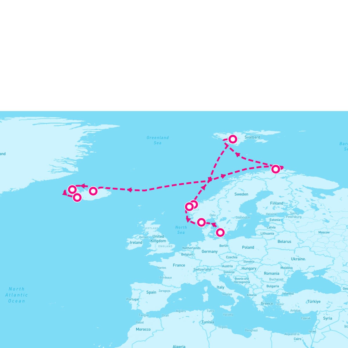 Norwegian Star itinerary map for June 8, 2025 (12 nights)