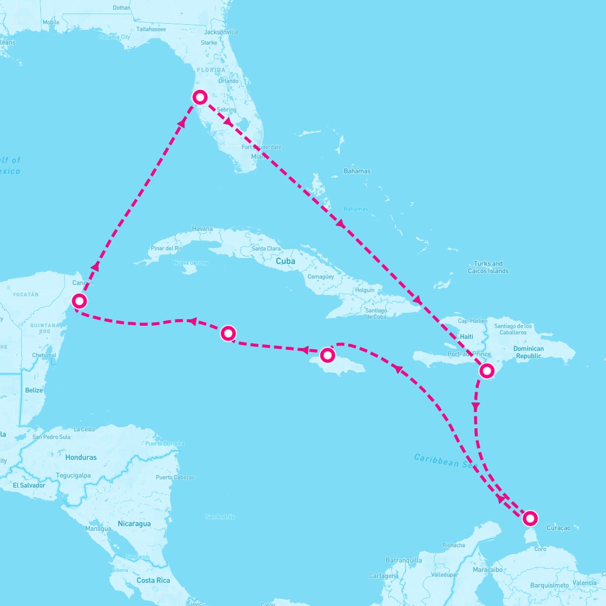 Norwegian Star itinerary map for December 5, 2025 (10 nights)