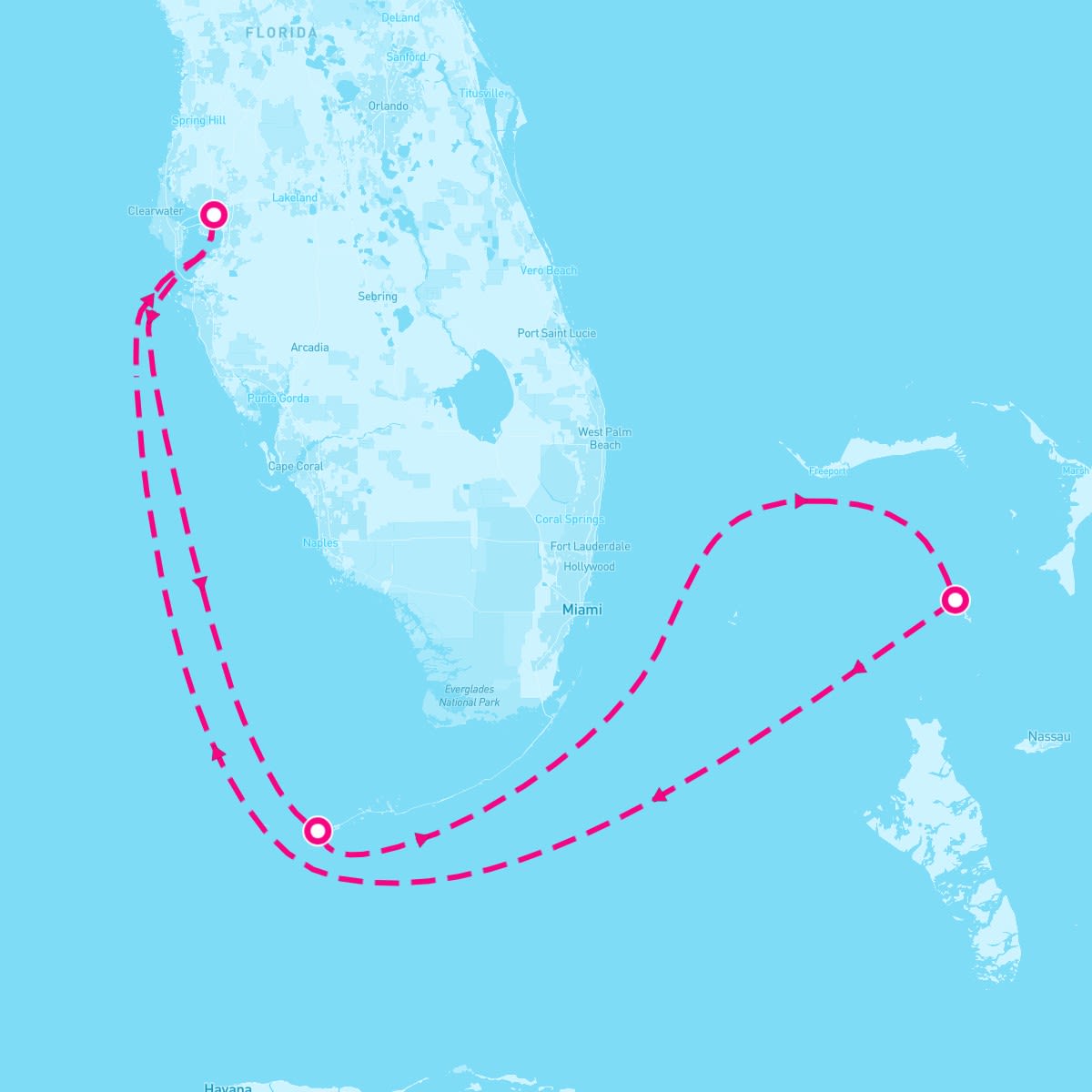 Norwegian Star itinerary map for December 19, 2025 (5 nights)
