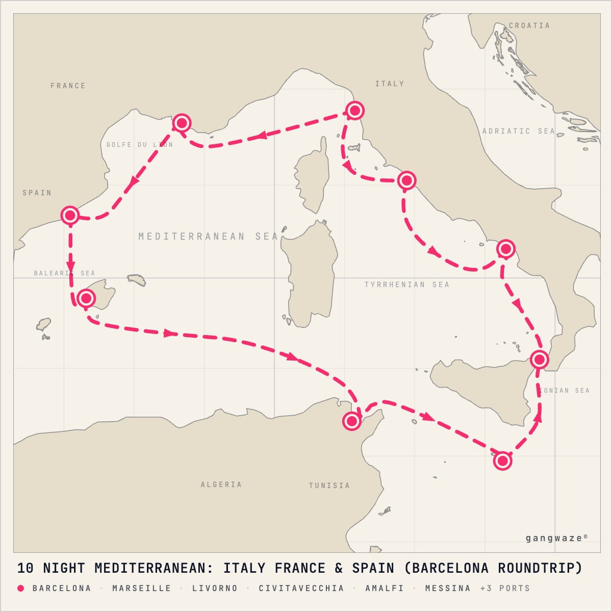 Norwegian Star itinerary map for March 29, 2027 (10 nights)