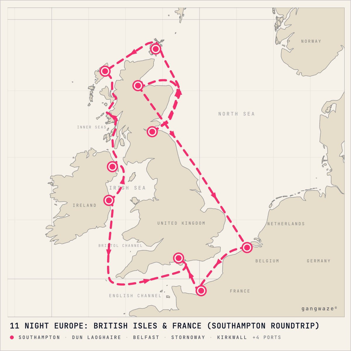 Norwegian Star itinerary map for May 21, 2028 (11 nights)