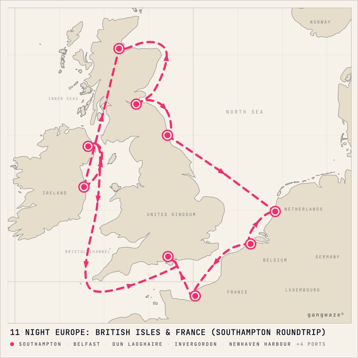 Norwegian Star itinerary map for June 11, 2028 (11 nights)
