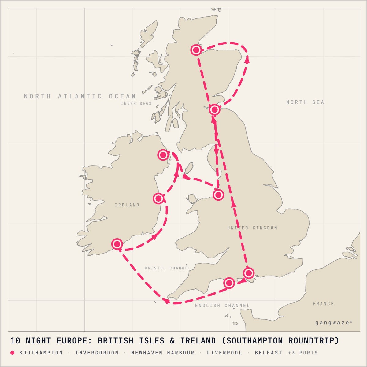 Norwegian Star itinerary map for July 13, 2028 (10 nights)