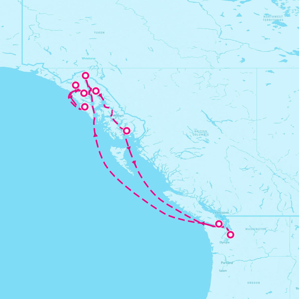Norwegian Sun itinerary map for May 20, 2024 (9 nights)