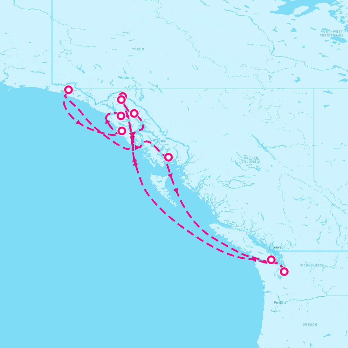 Norwegian Sun itinerary map for August 30, 2024 (10 nights)