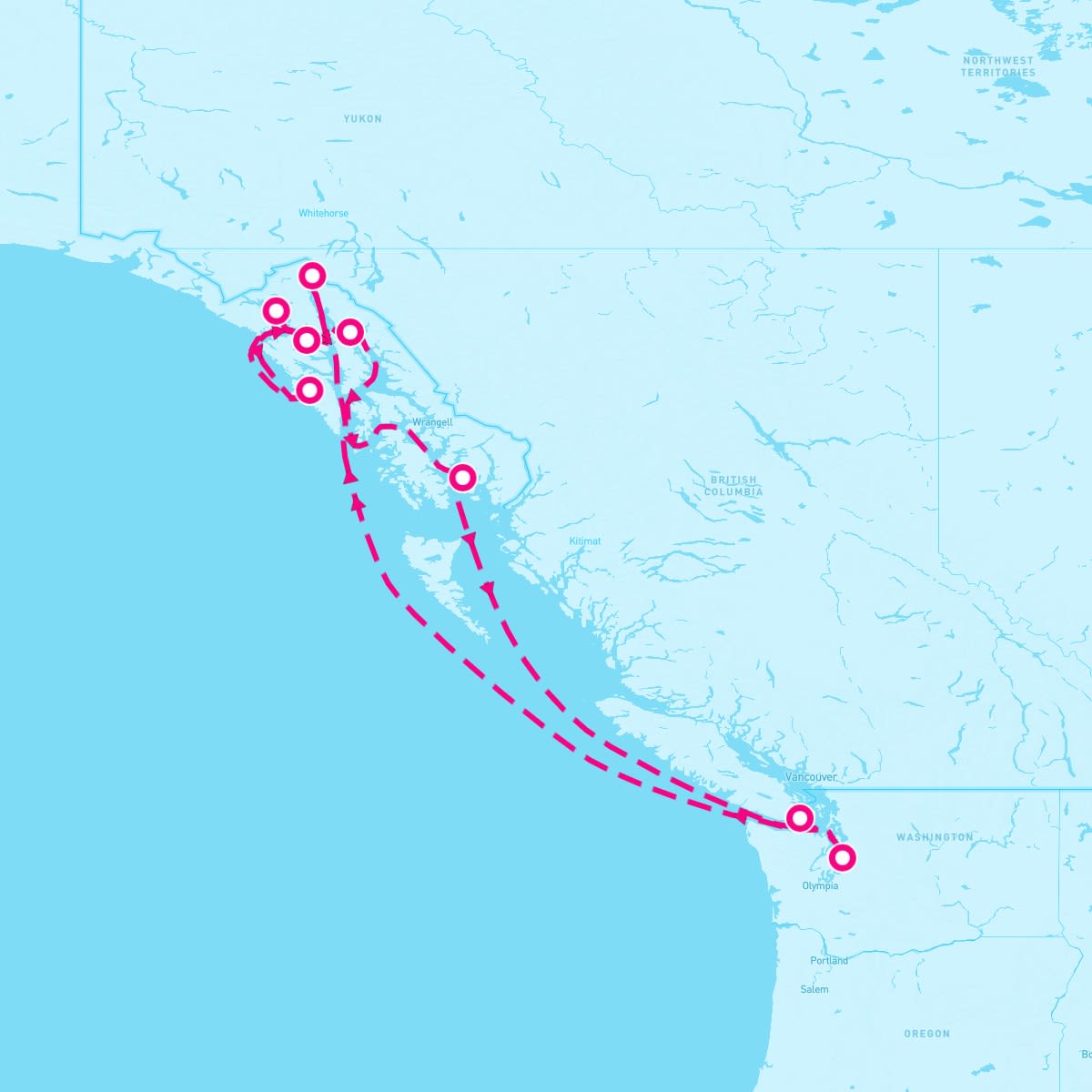 Norwegian Sun itinerary map for September 9, 2024 (9 nights)