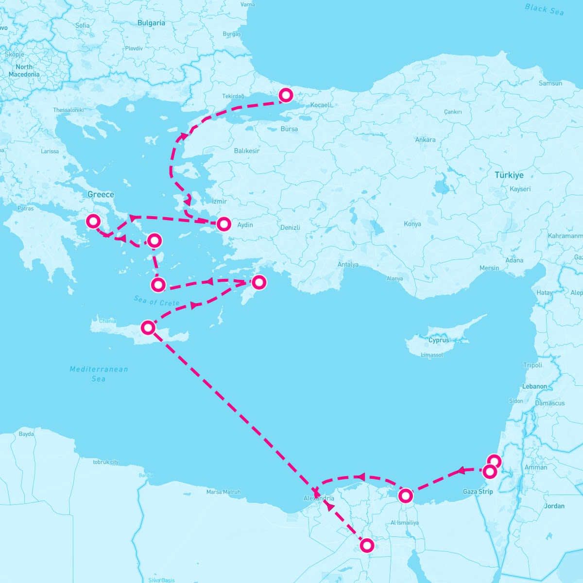Norwegian Sun itinerary map for May 5, 2025