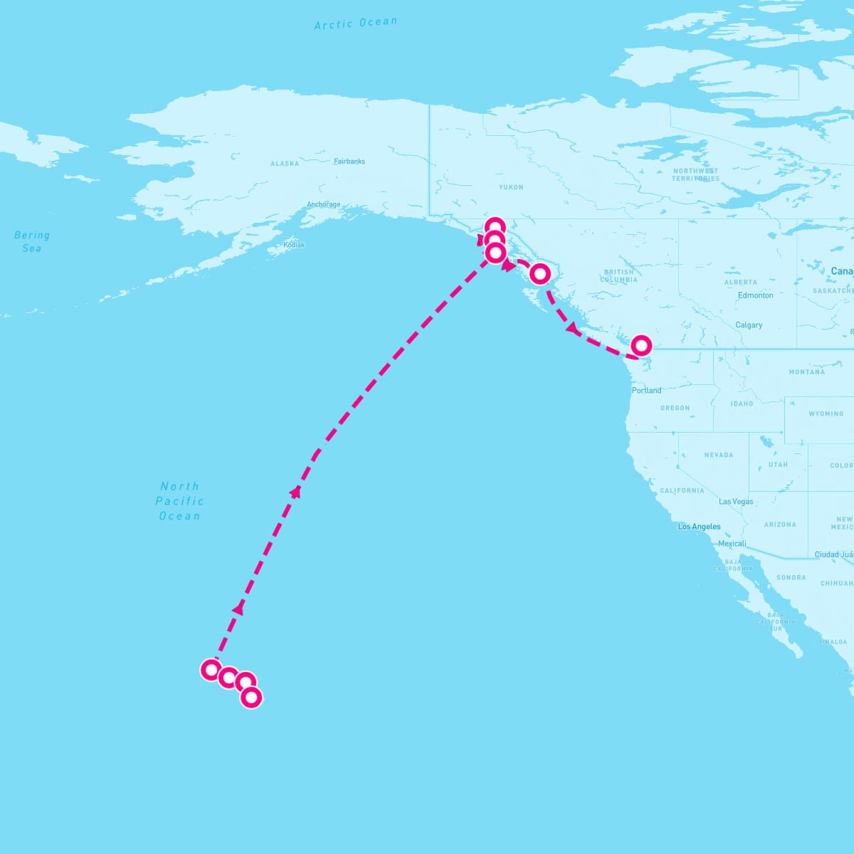 Norwegian Sun itinerary map for June 4, 2025 (16 nights)