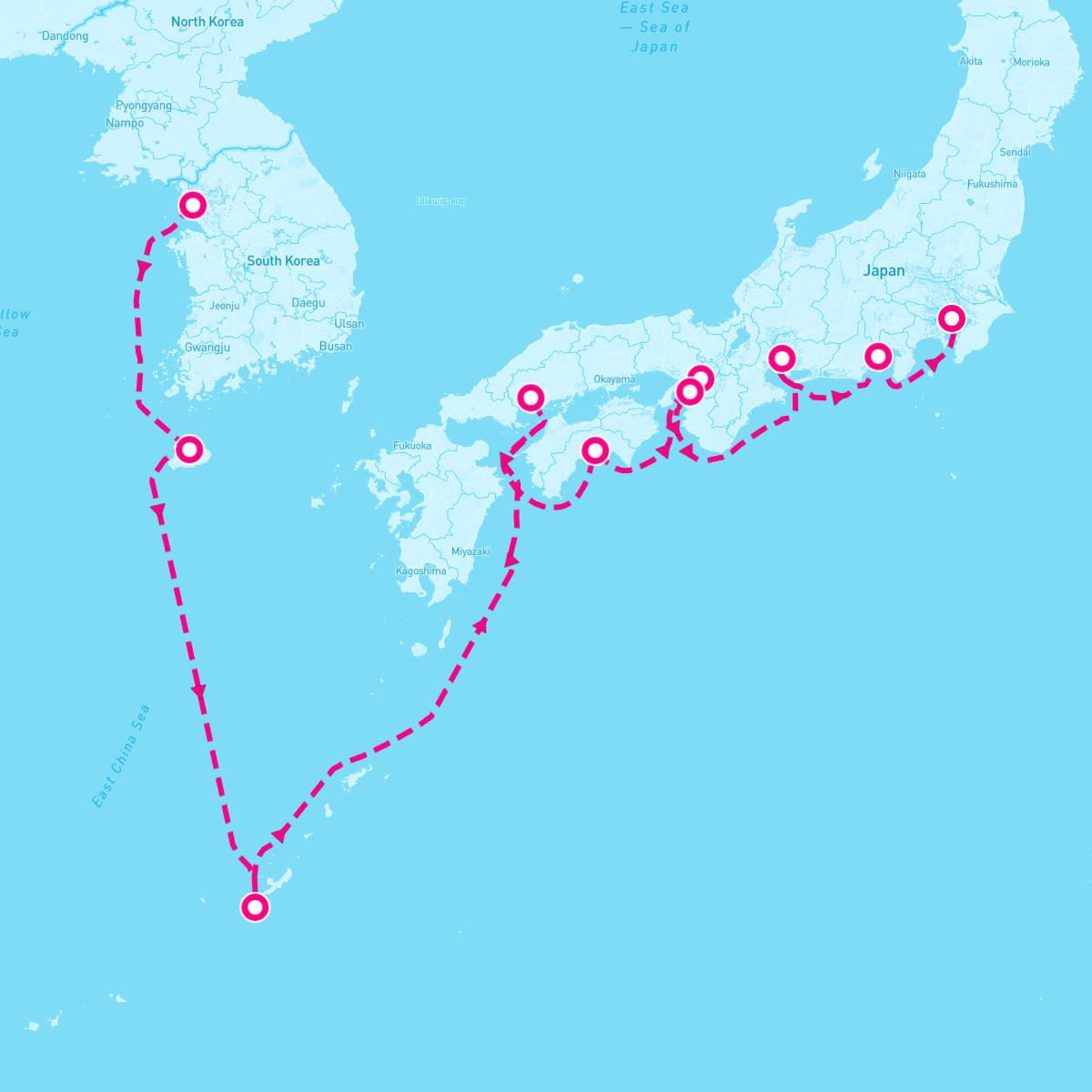 Norwegian Sun itinerary map for November 14, 2025