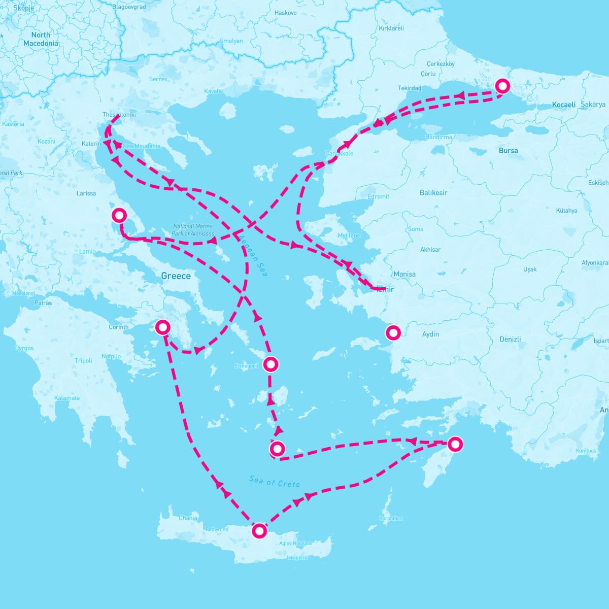 Norwegian Viva itinerary map for June 26, 2025 (10 nights)