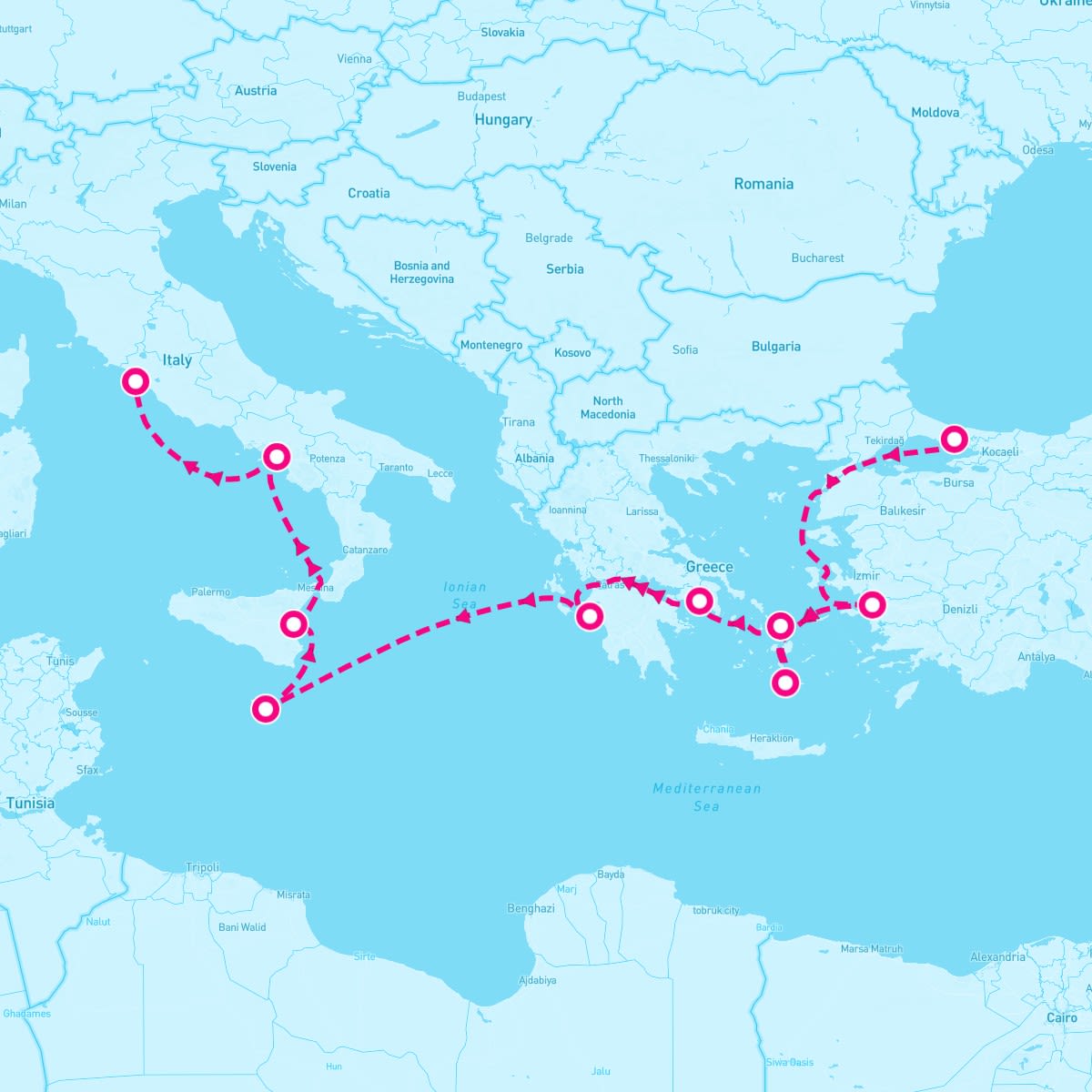 9 Night Greek Isles: Santorini Athens & Mykonos (Istanbul To Rome)
