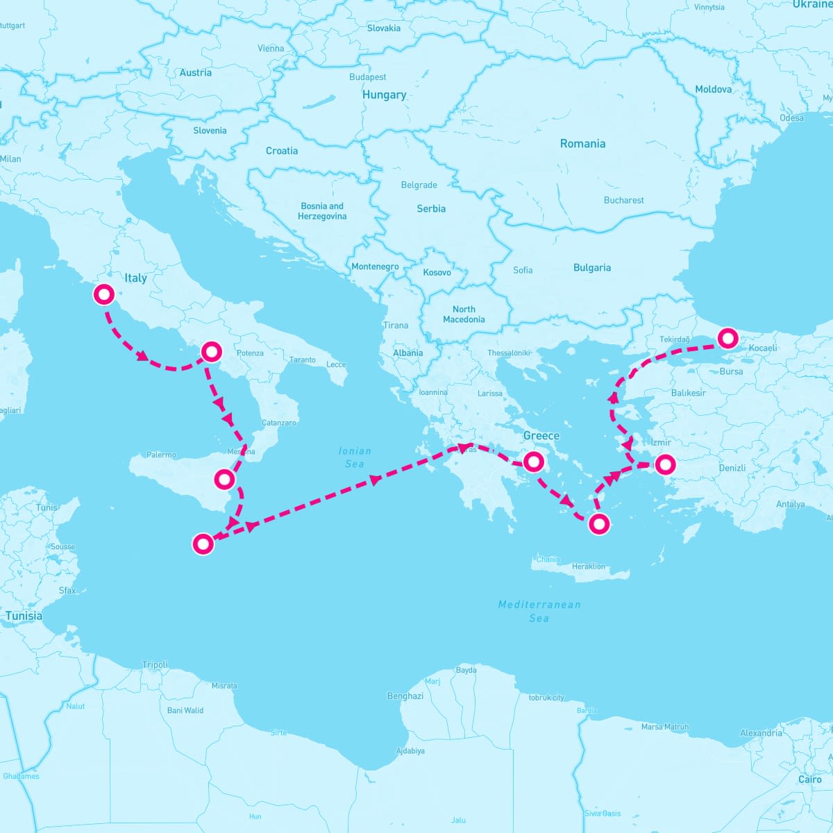 9 Night Greek Isles: Santorini Athens & Malta (Rome To Istanbul)