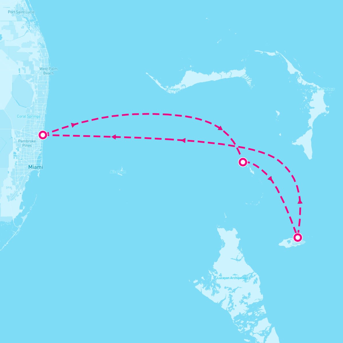 Oasis of the Seas itinerary map for January 10, 2028