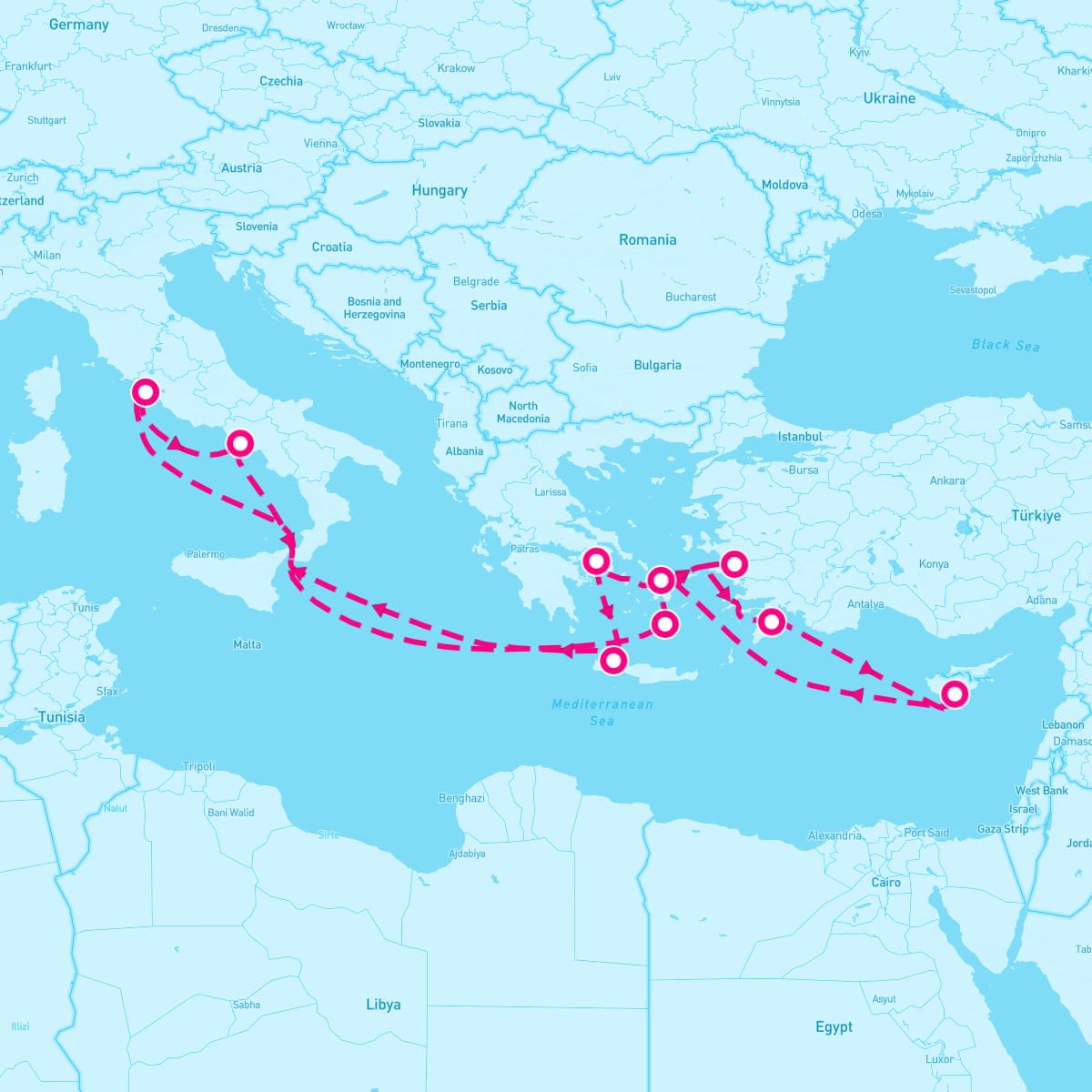 Odyssey of the Seas itinerary map for September 9, 2025