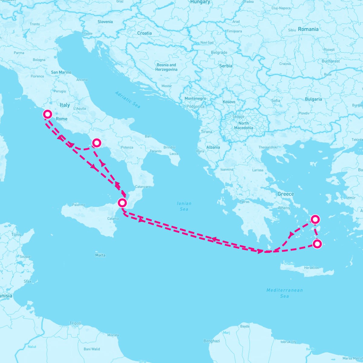 Odyssey of the Seas itinerary map for October 5, 2025 (7 nights)