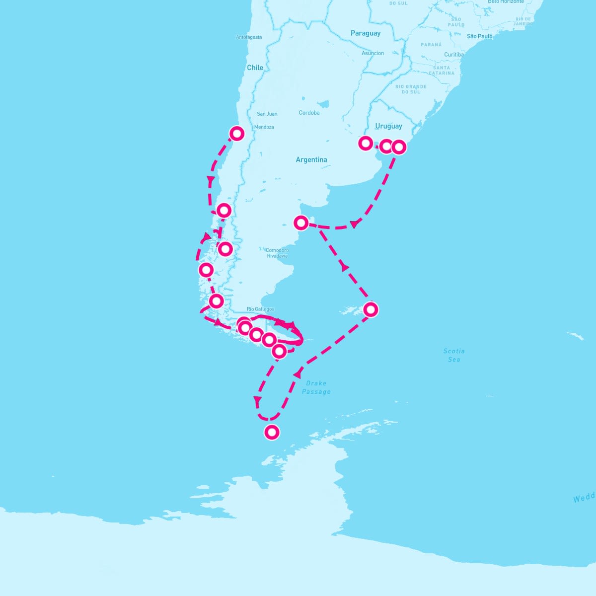 MS Oosterdam itinerary map for January 7, 2024