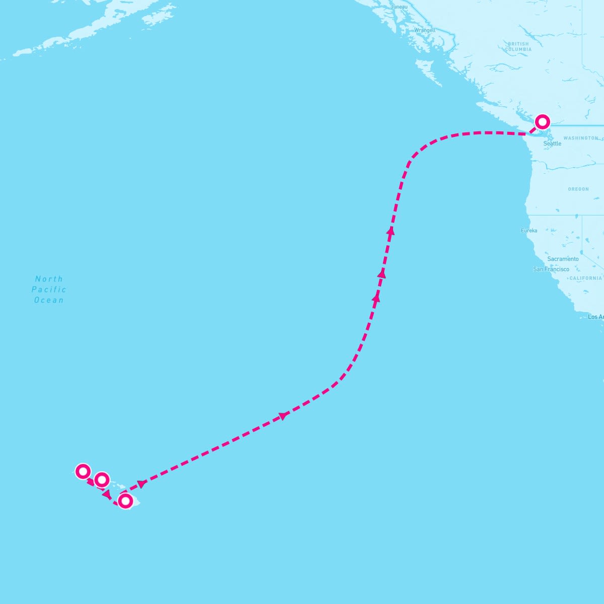 Ovation of the Seas itinerary map for April 30, 2024 (9 nights)