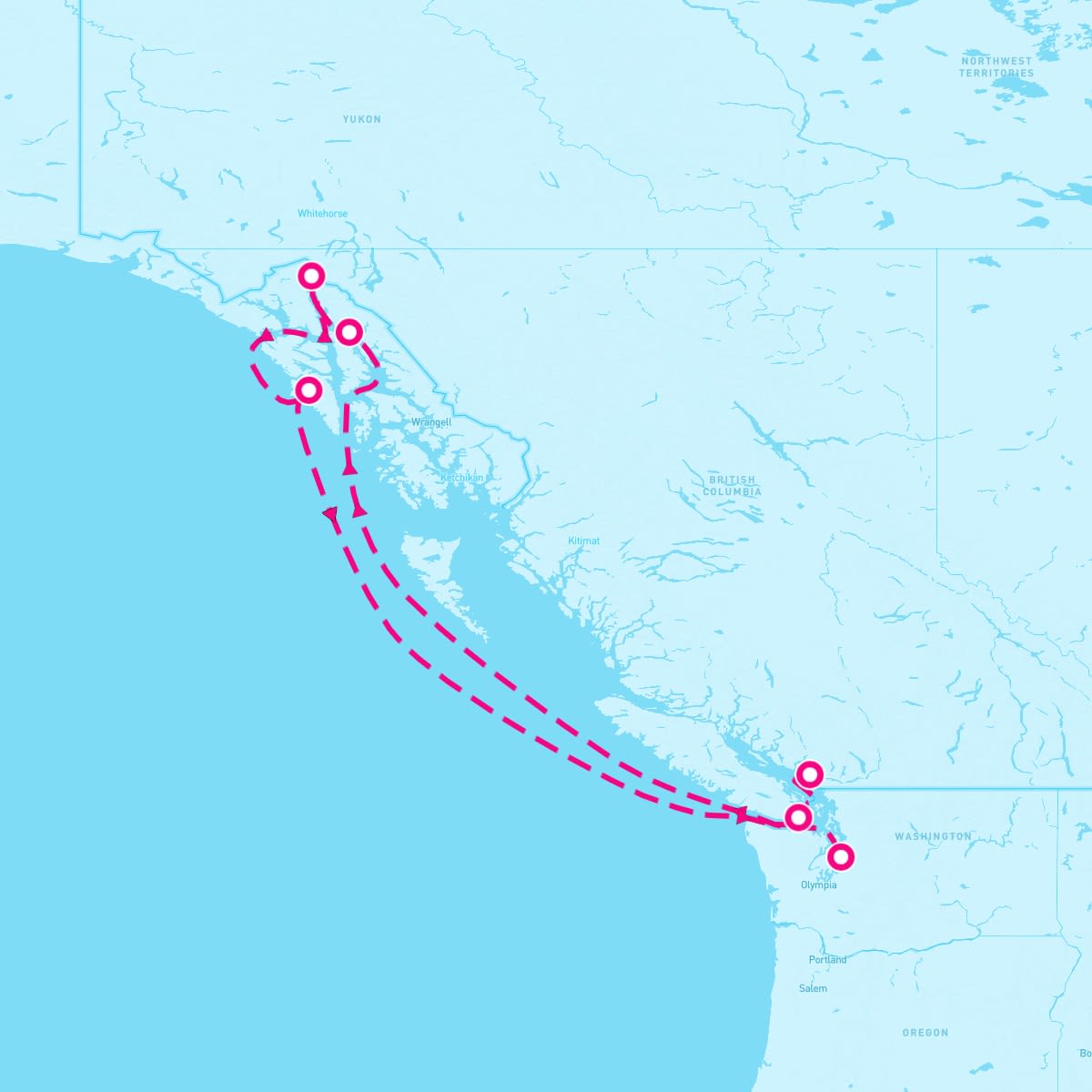 Ovation of the Seas itinerary map for September 27, 2024 (7 nights)