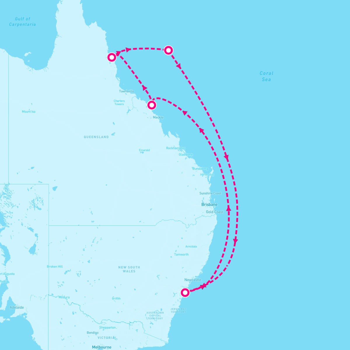 Ovation of the Seas itinerary map for November 13, 2024 (8 nights)