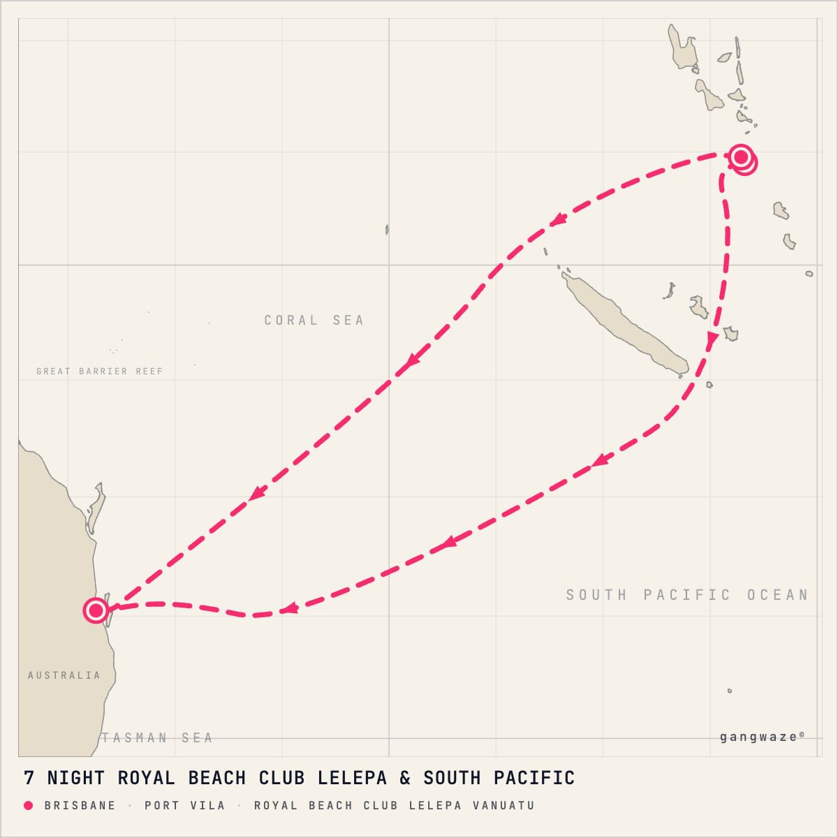 Ovation of the Seas itinerary map for February 4, 2028 (7 nights)