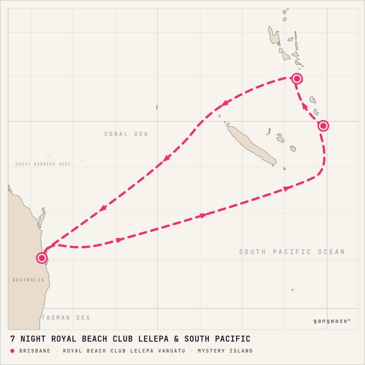 Ovation of the Seas itinerary map for February 11, 2028 (7 nights)