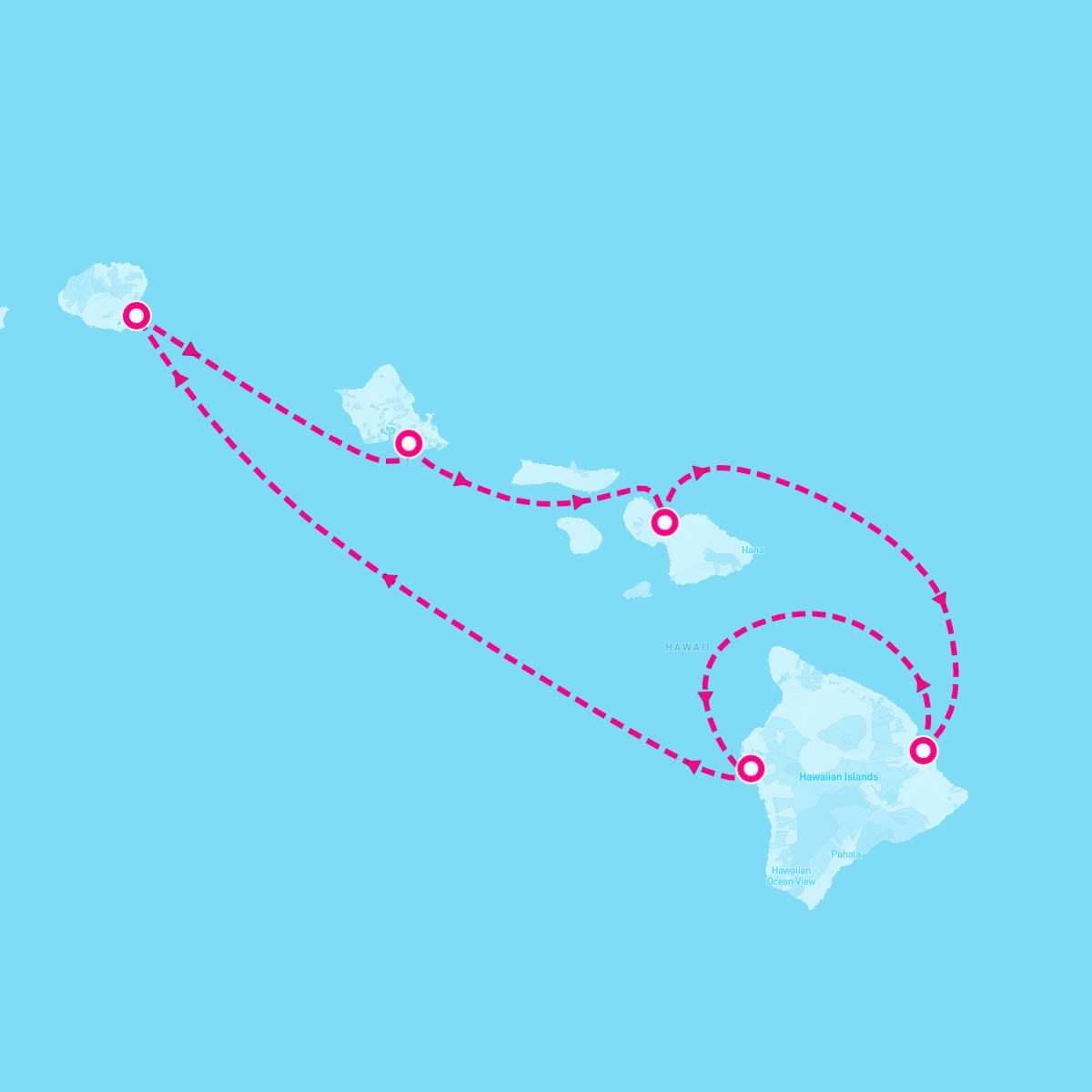 Pride of America itinerary map for March 2, 2024 (7 nights)