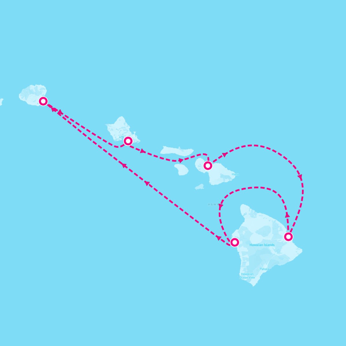 Pride of America itinerary map for April 28, 2024 (6 nights)