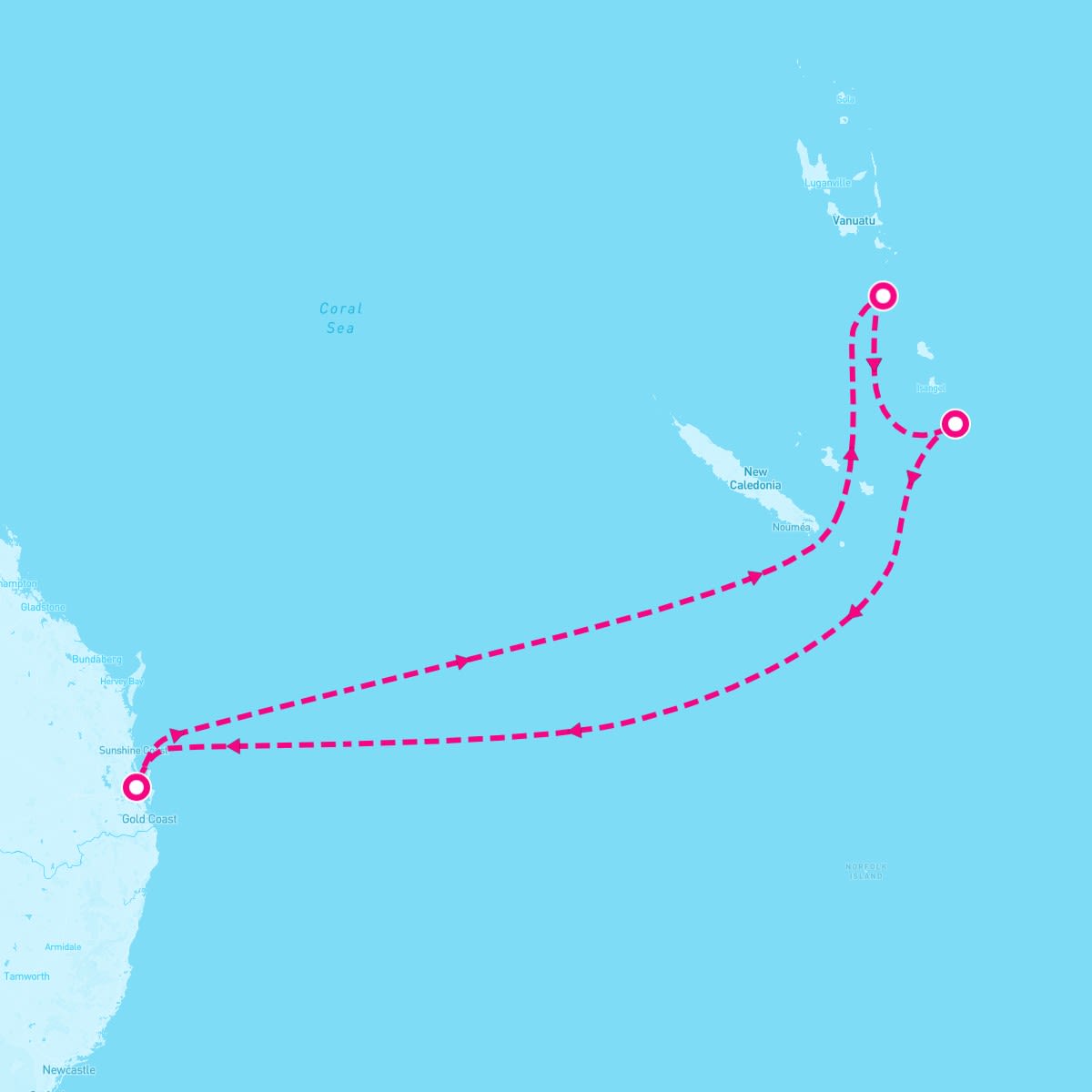 Quantum of the Seas itinerary map for January 22, 2024 (7 nights)