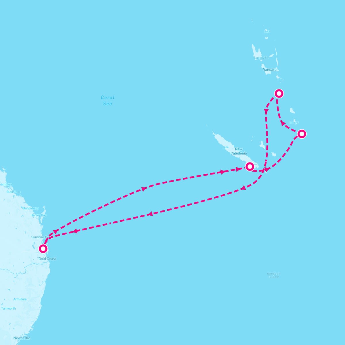 Quantum of the Seas itinerary map for January 29, 2024 (9 nights)