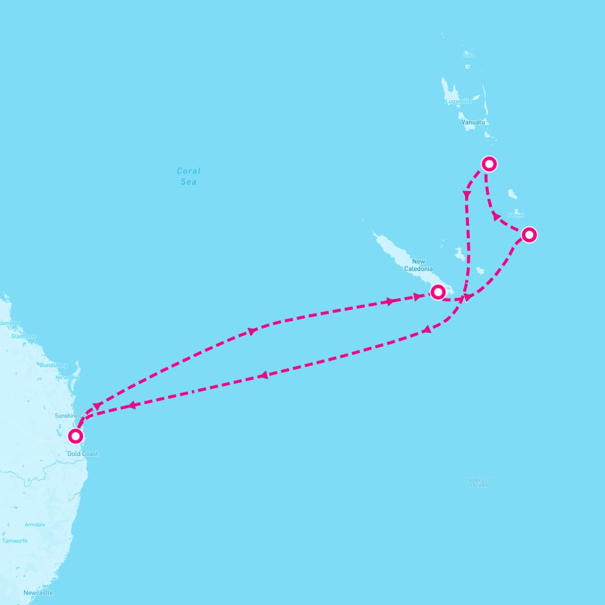 Quantum of the Seas itinerary map for March 27, 2024 (8 nights)