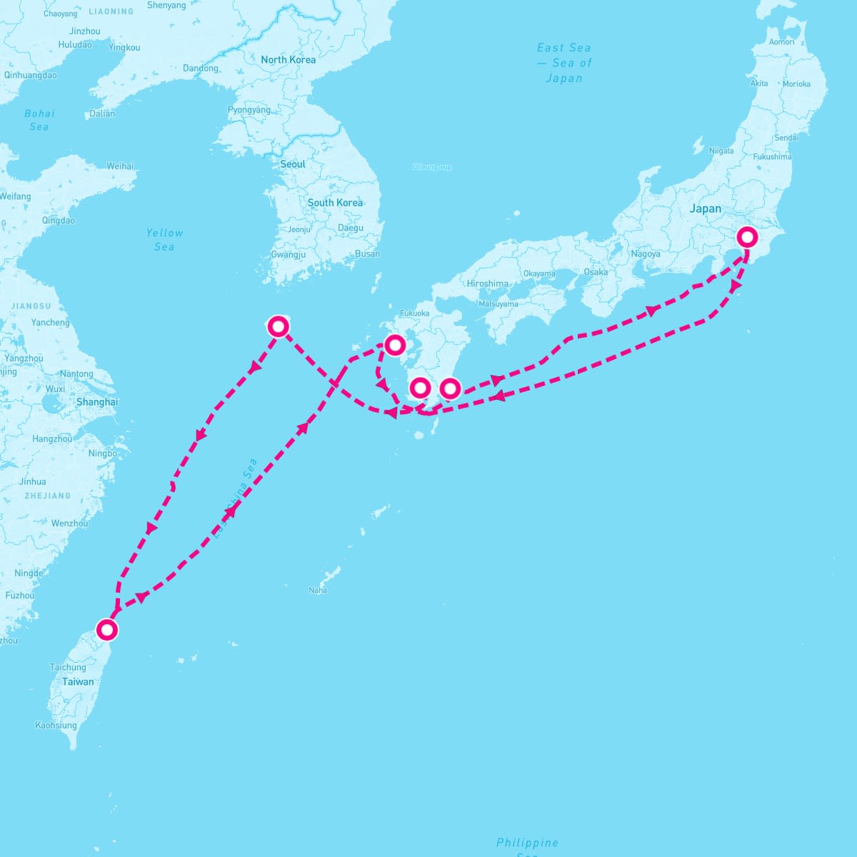 Queen Elizabeth itinerary map for May 14, 2024 (10 nights)