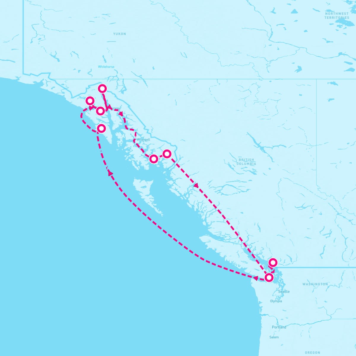 Queen Elizabeth itinerary map for June 11, 2024 (10 nights)