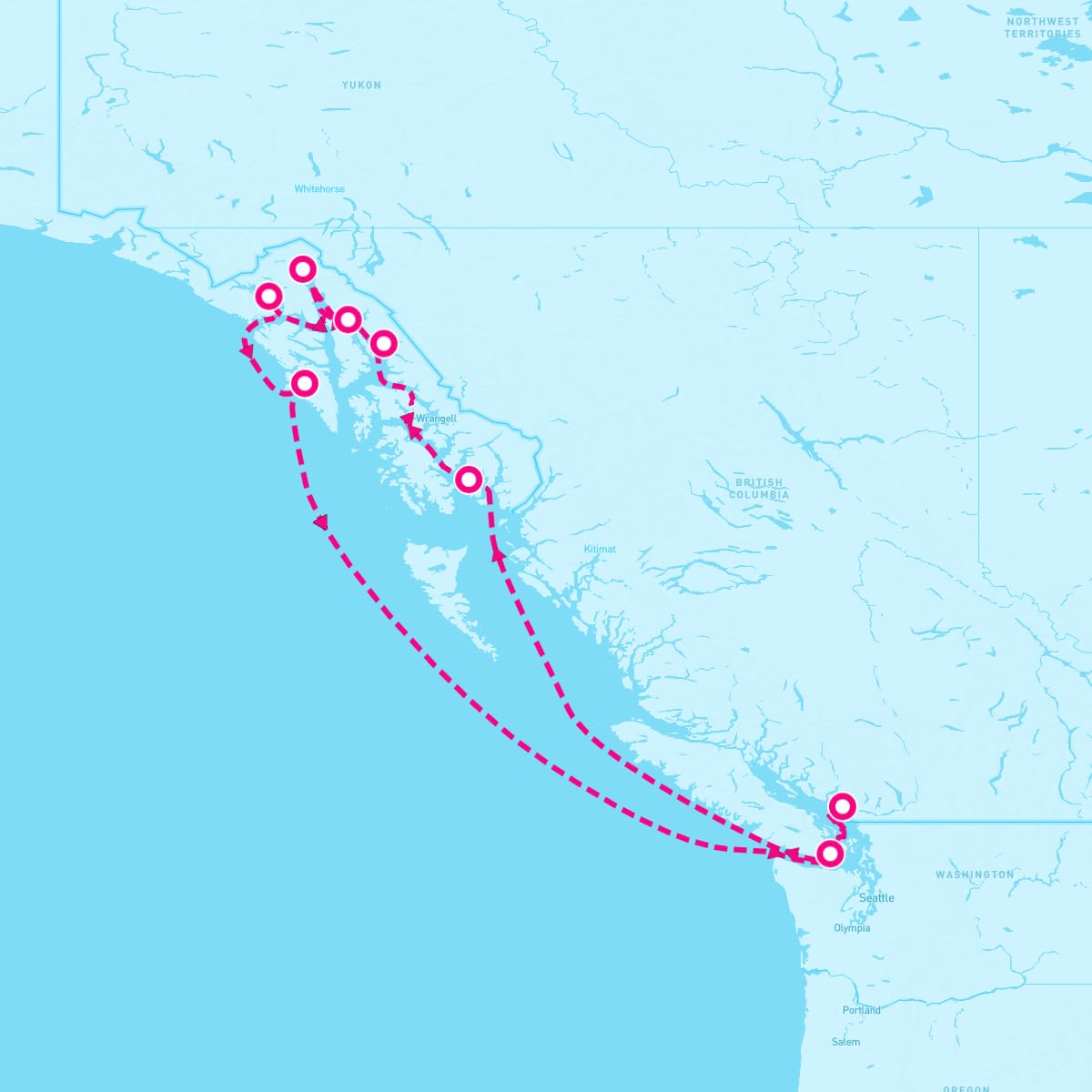 Queen Elizabeth itinerary map for August 10, 2024 (10 nights)