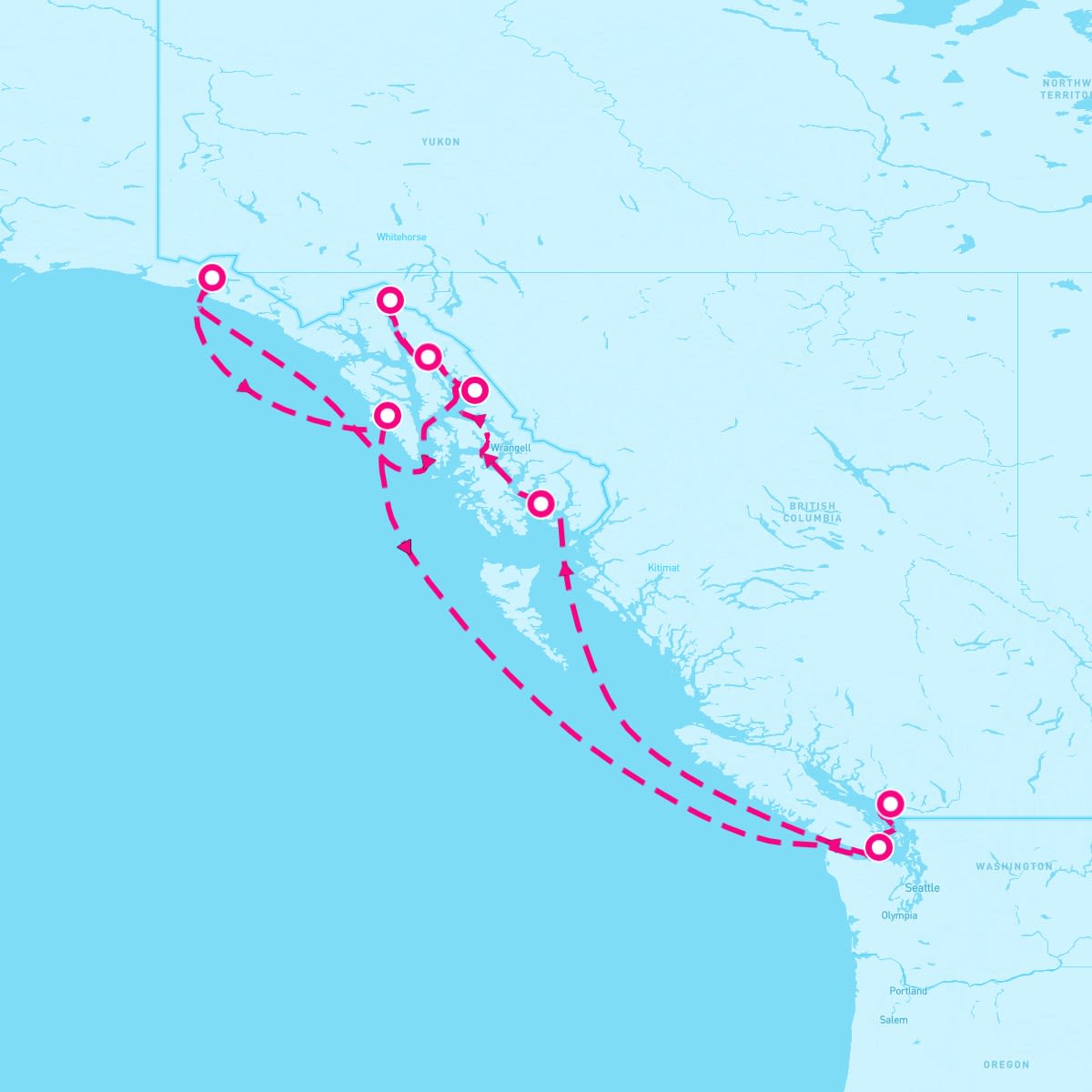 Queen Elizabeth itinerary map for August 30, 2024 (10 nights)