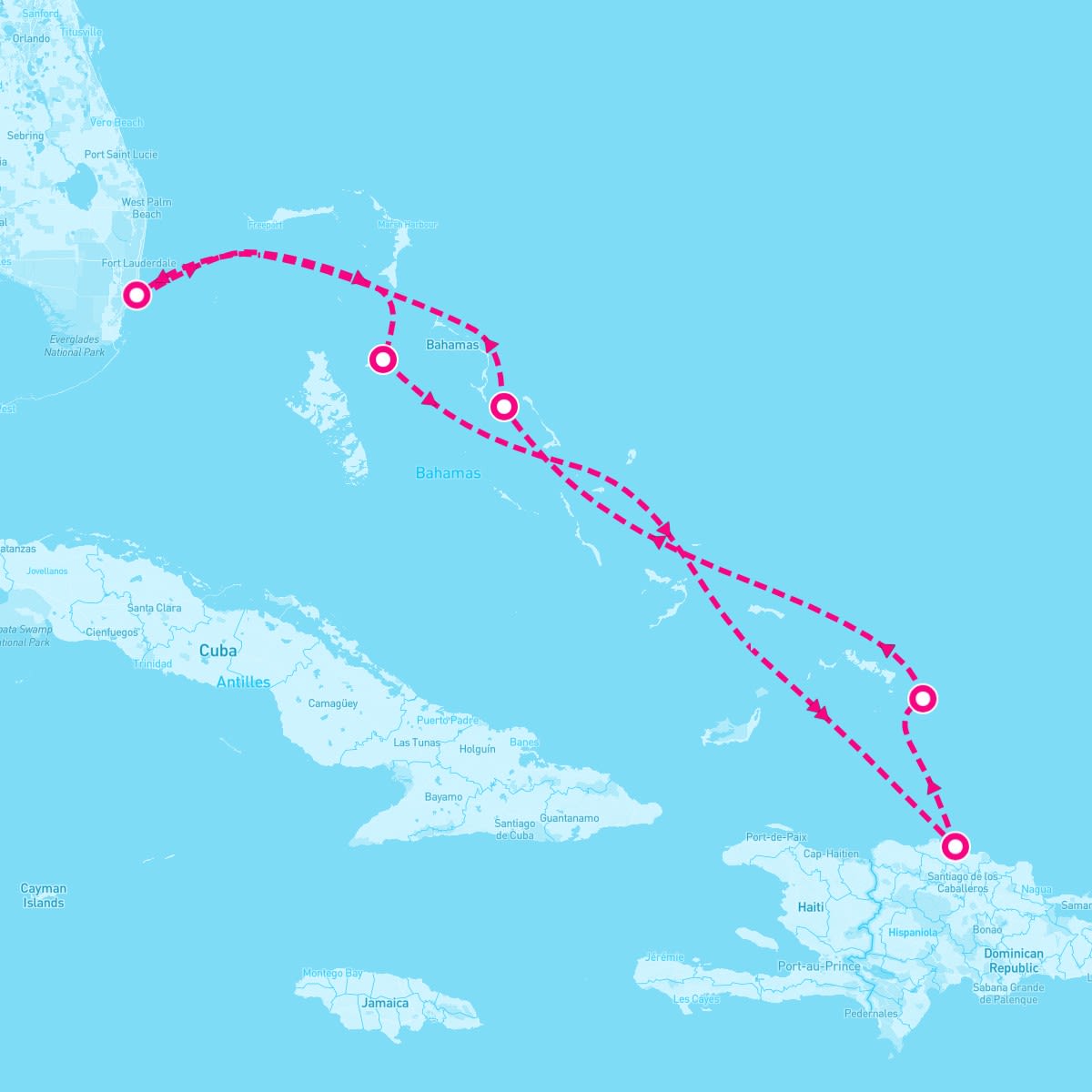 Queen Elizabeth itinerary map for January 28, 2027
