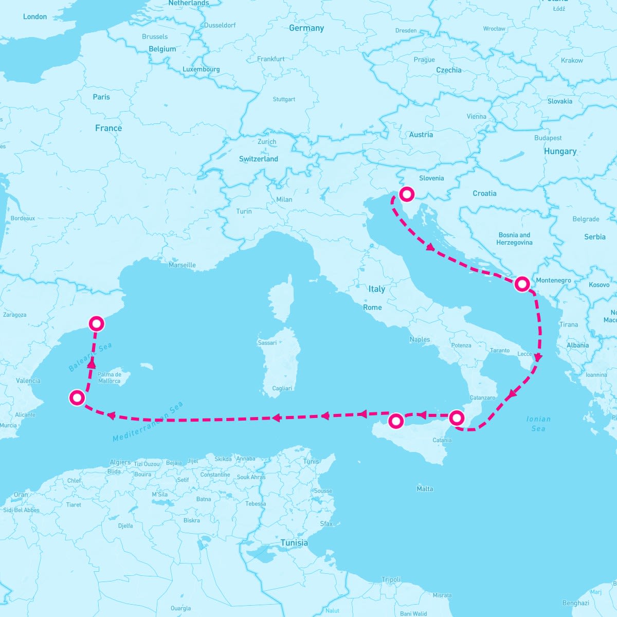Queen Elizabeth itinerary map for June 4, 2027
