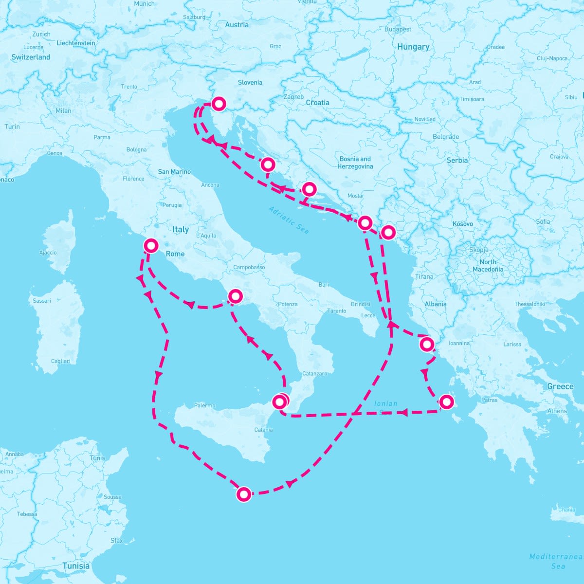 Queen Elizabeth itinerary map for June 18, 2027