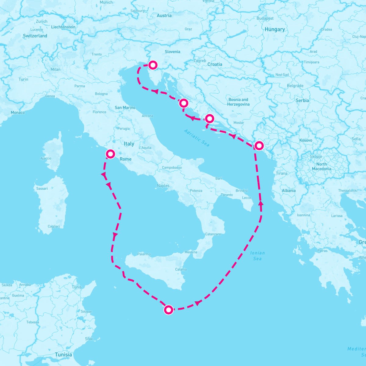 Queen Elizabeth itinerary map for June 18, 2027