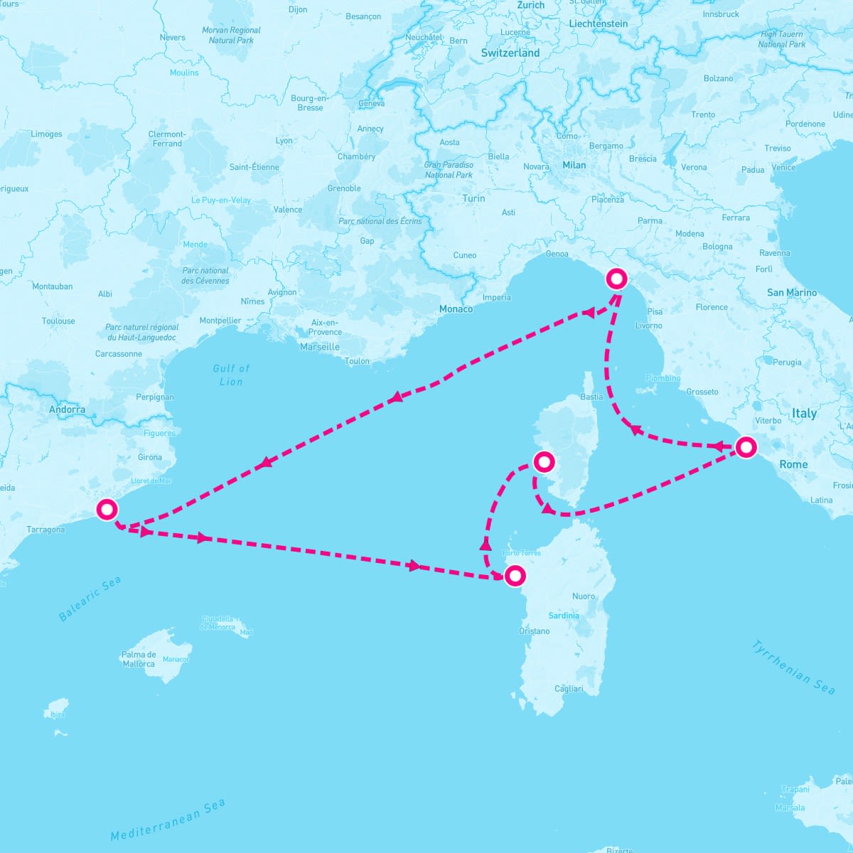 Queen Elizabeth itinerary map for July 2, 2027