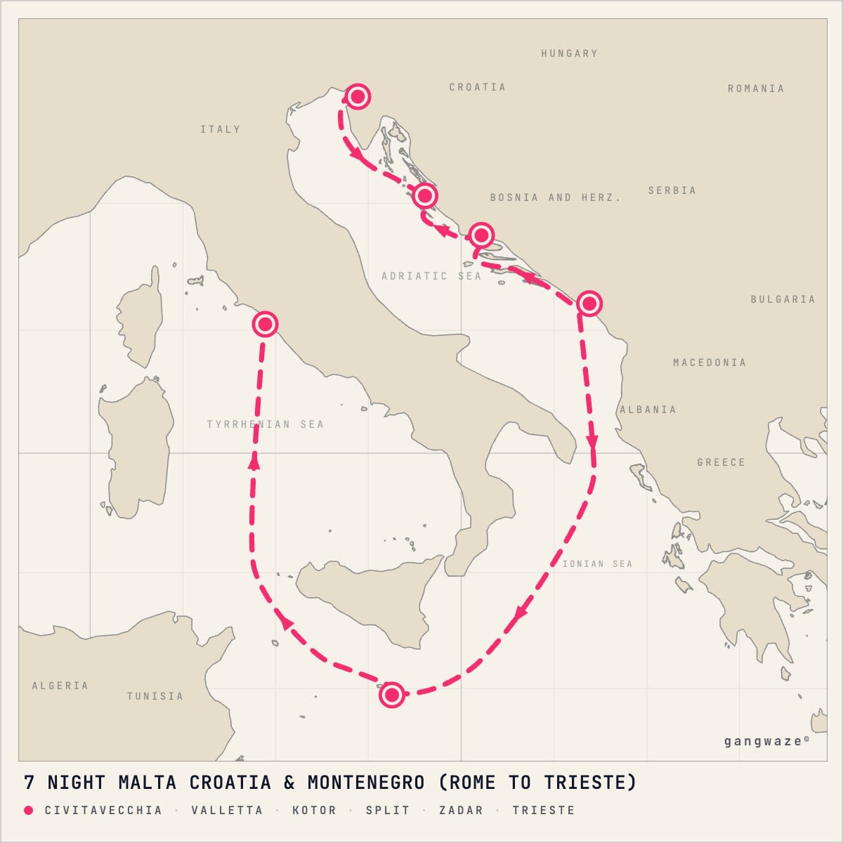 Queen Elizabeth itinerary map for June 9, 2028 (7 nights)