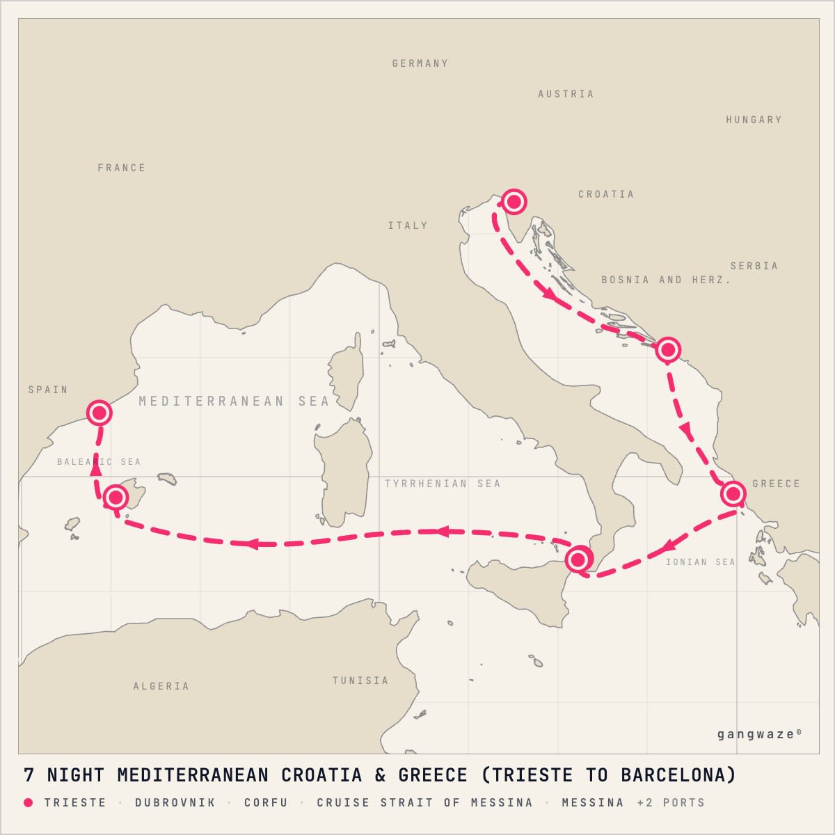 Queen Elizabeth itinerary map for July 28, 2028 (7 nights)