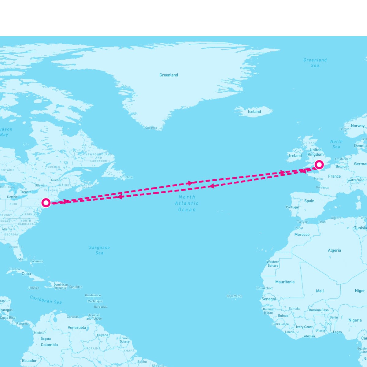 Queen Mary 2 itinerary map for April 28, 2024 (14 nights)