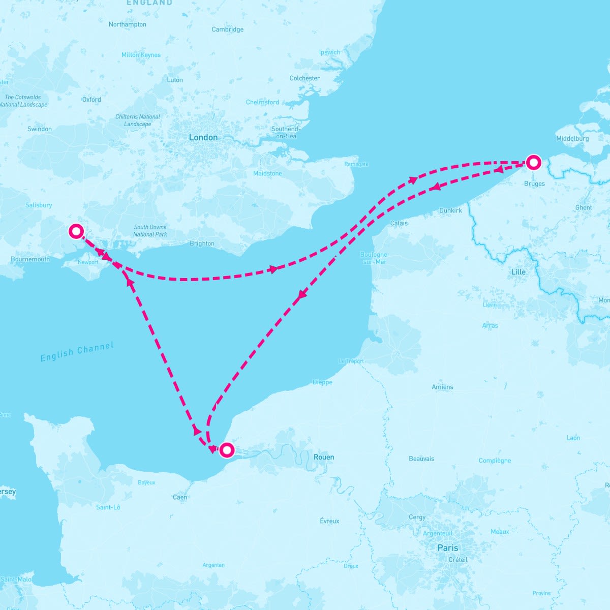 Queen Mary 2 itinerary map for May 30, 2024 (3 nights)