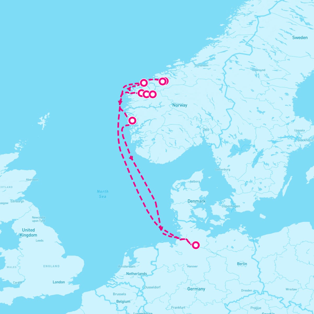 Queen Mary 2 itinerary map for August 6, 2024 (8 nights)