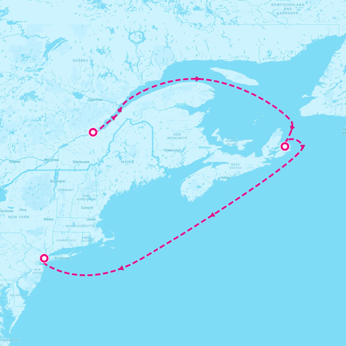 Queen Mary 2 itinerary map for September 29, 2024 (5 nights)